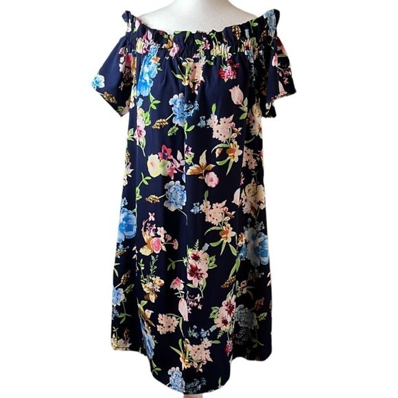 Primark Atmosphere blue floral patterned dress off shoulder or not Size 10 - Picture 1 of 11